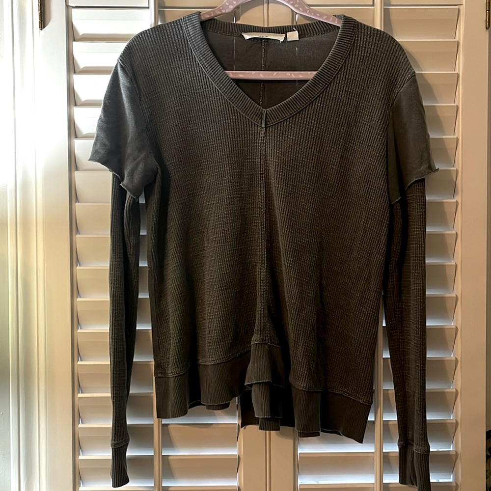 Wilt asymmetrical hem, faux layered long sleeve top XS